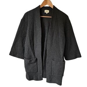 ARITZIA WILFRED Extra Fine Merino Wool Charcoal Gray Cardigan w/Pockets XS-M EUC